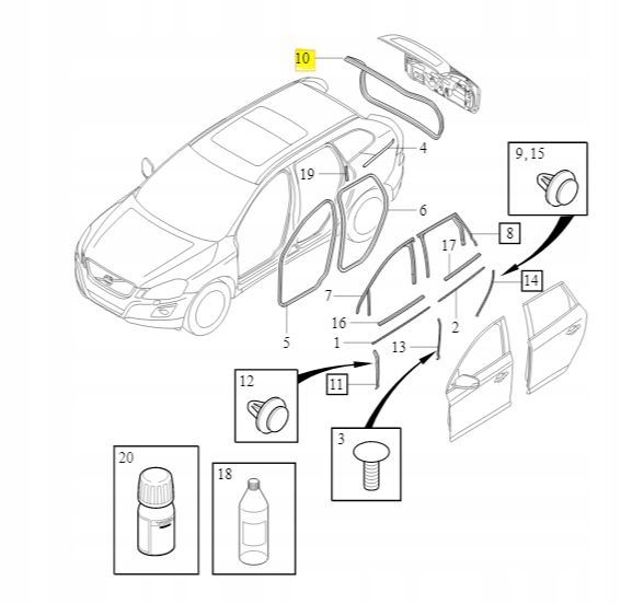 Uszczelka klapy bagażnika Volvo XC60(-17) 31298116 Stan opakowania oryginalne