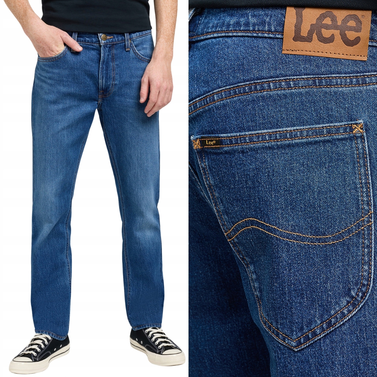 Lee Daren Dark Skye Džins jednoduché tmavé pánské džínové kalhoty W34 L32