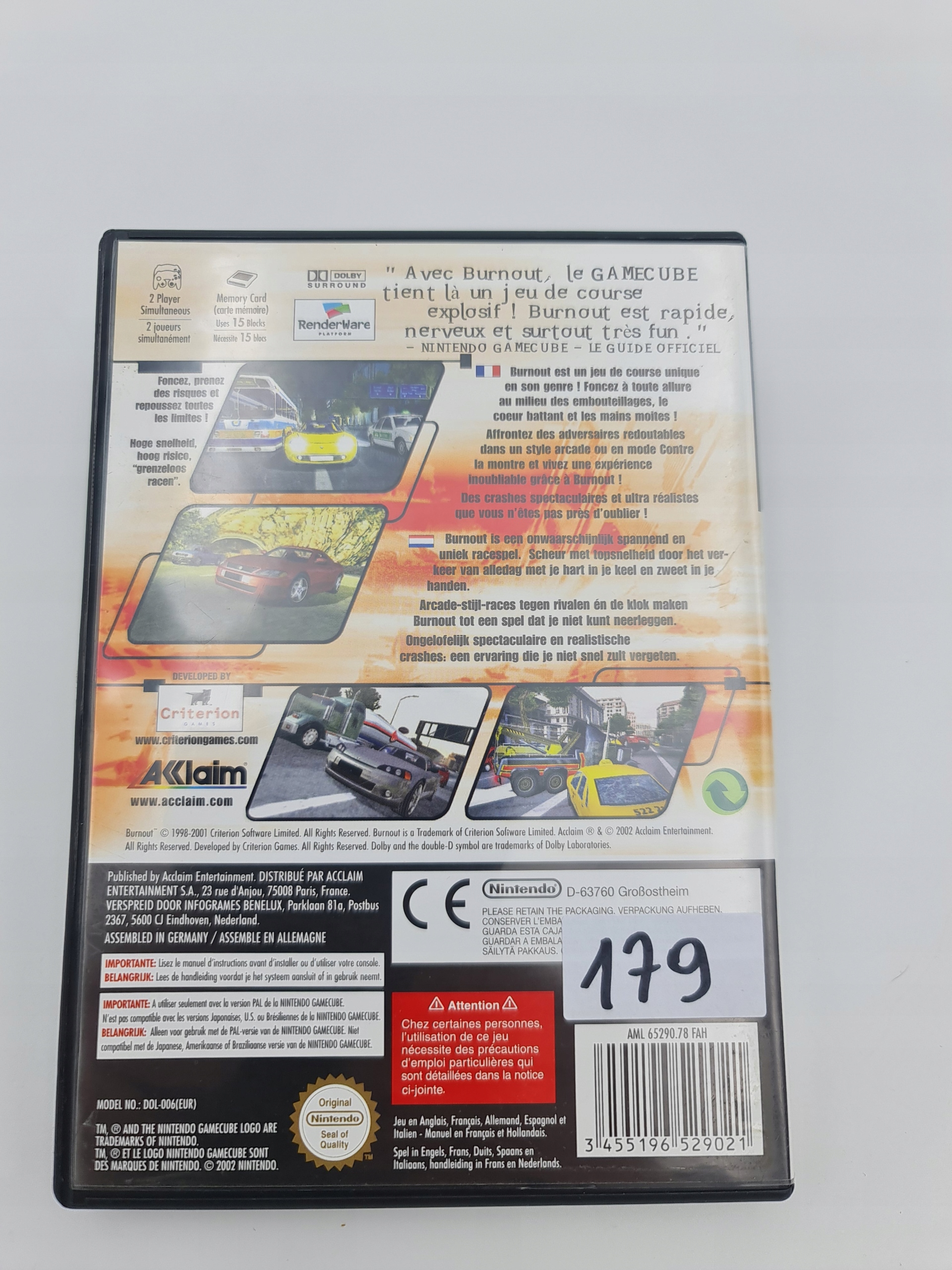 NINTENDO GAMECUBE BURNOUT Platforma Nintendo GameCube