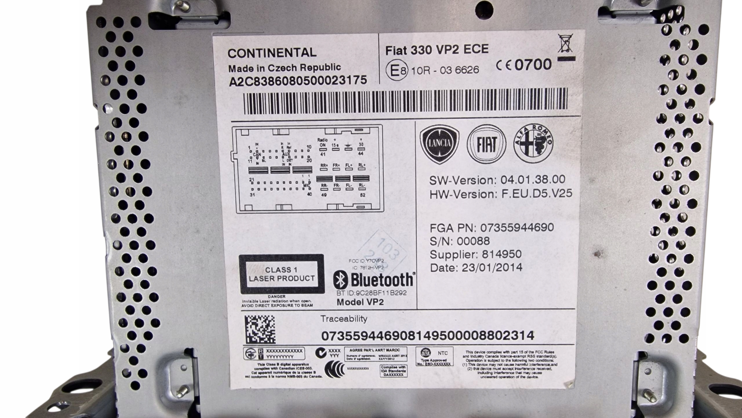 FIAT 500L RADIO BLUETOOTH ORG. 07355944690