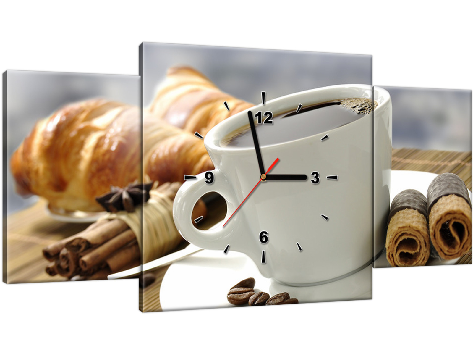 

Obrazy z Zegarem 80x40 Kawa Do Kuchni Kuchenne