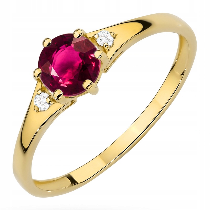 Złoty Pierścionek Obrączka pr. 333 8k z Czerwonym Oczkiem Cyrkonia r. 19