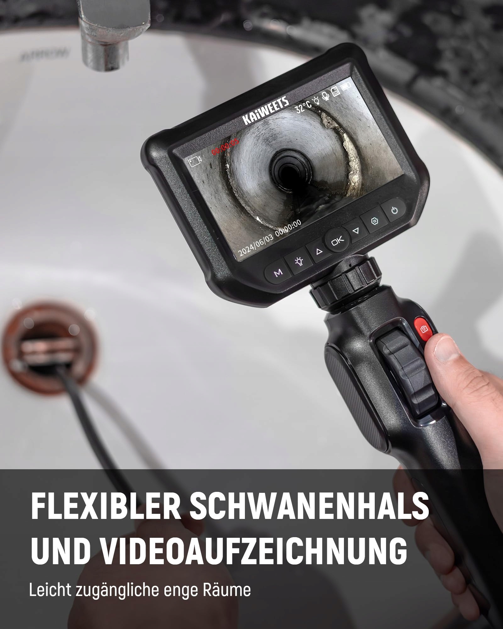 KAIWEETS Kamera Inspekcyjna Endoskop 4,3'' IPS 1080P Wodoodporna IP67 — miniatura 6