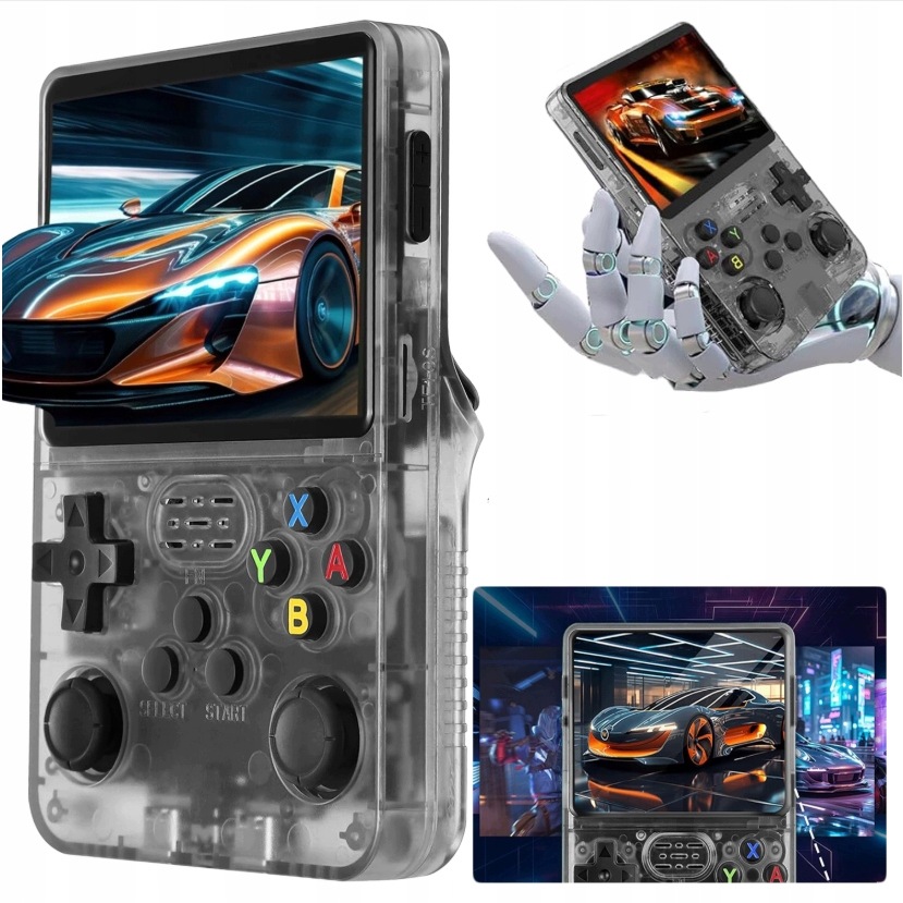 Retro přenosná konzole R36S 64 Gb 20 000 Her šedá