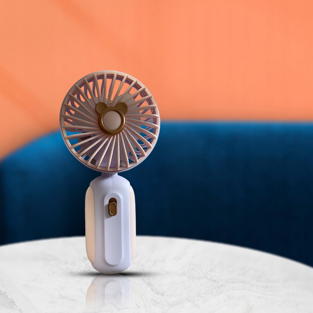 MINI WENTYLATOR USB DO ŁADOWANIA - RÓŻ Z FIOLETEM - 677-54