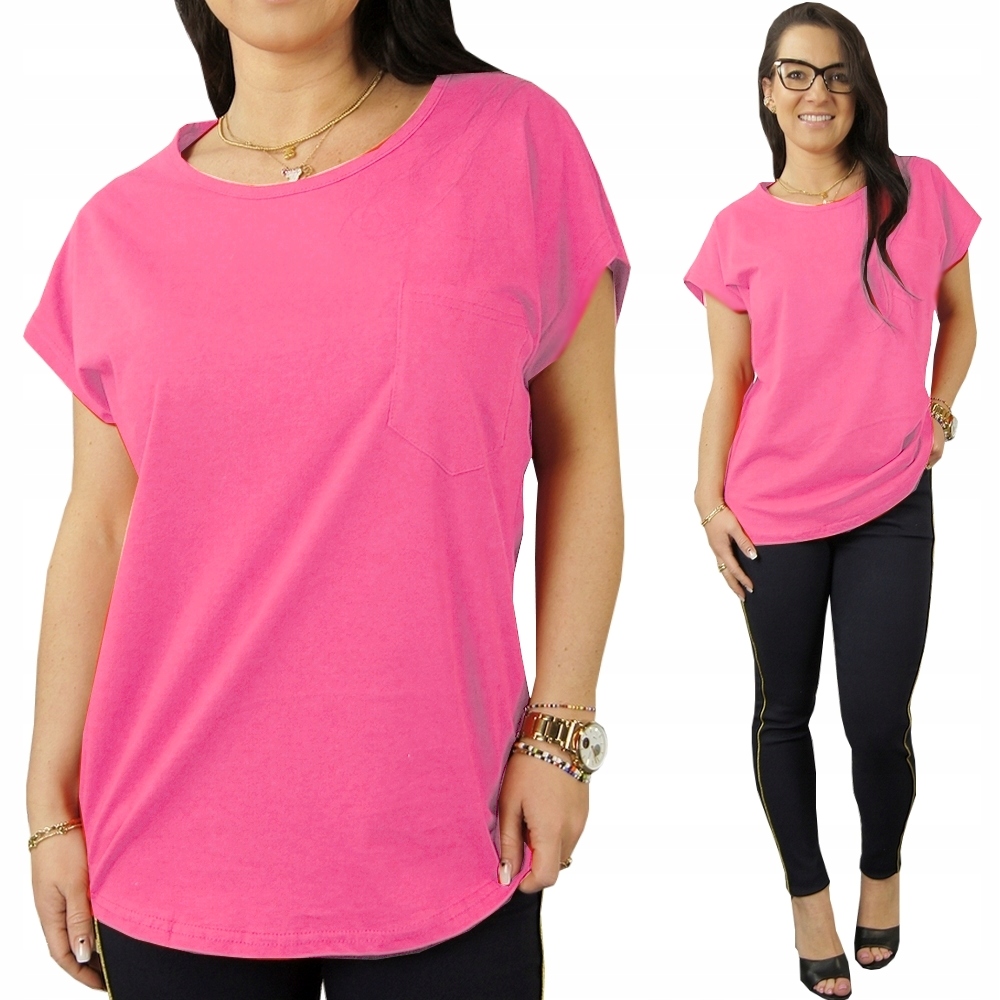 

Bluzka Bawełniana Tshirt Gładka z Kieszonką, 3XL