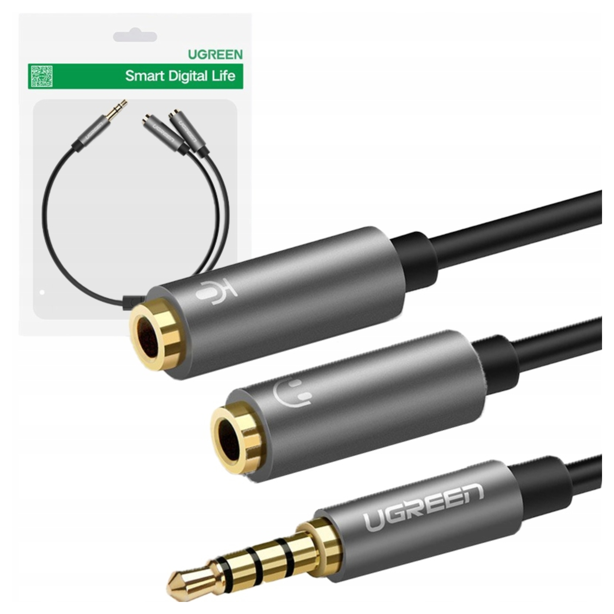Ugreen Rozdzielacz Audio Aux Mini Jack 3,5 MM Do Słuchawki I Mikrofon 20CM