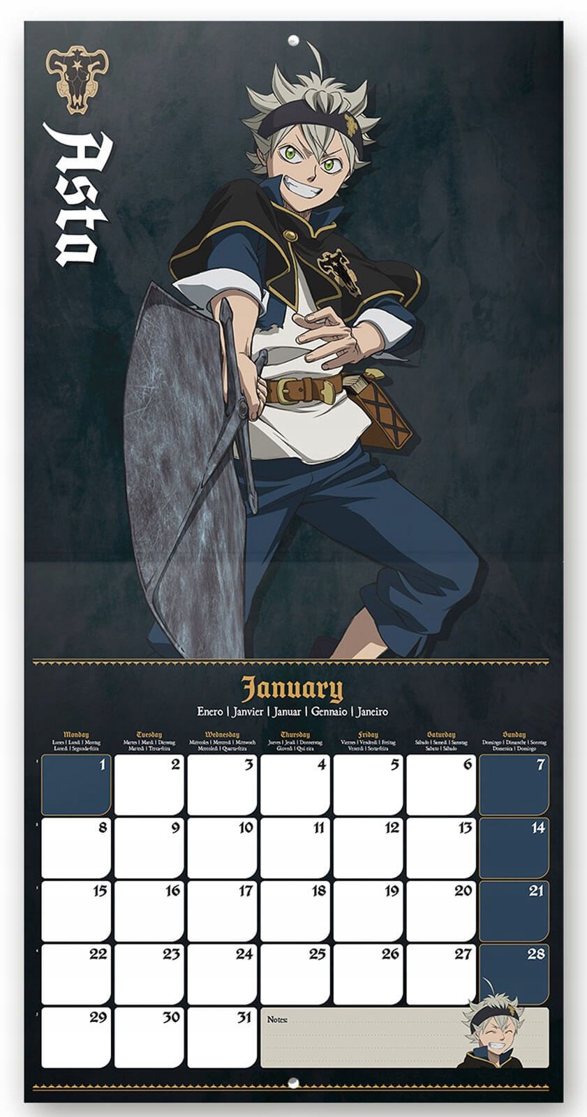 Kalendarz Black Clover na ścianę 2024 rok Stan opakowania oryginalne