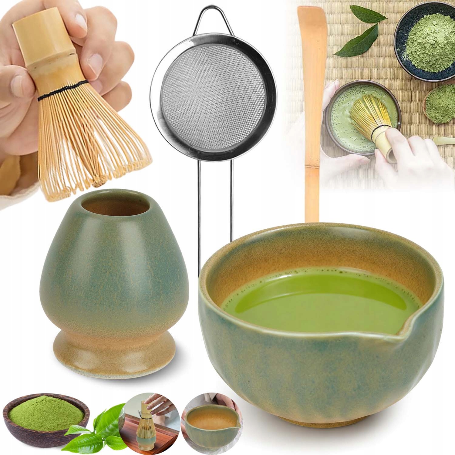 Levně Dárková Sada Pro Přípravu Čaje Matcha, Sada Metliček Matcha S Nádobkou A 5 Ks