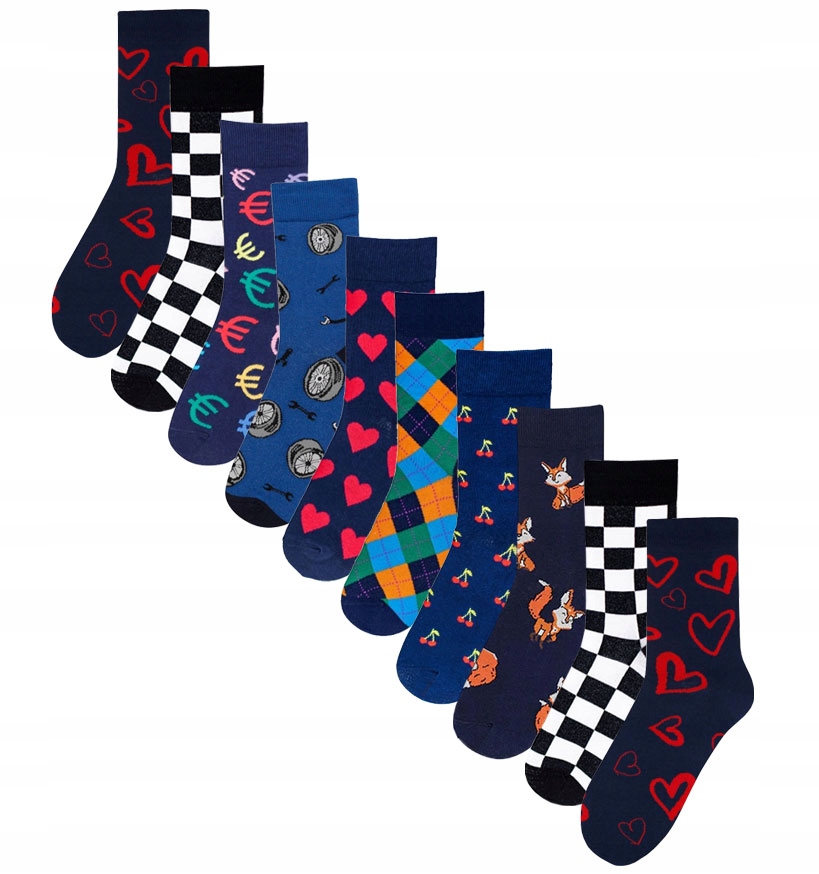 Wola Ležérní Pánské Ponožky S Vzory 10 Párů MIX Vzorů 39/41