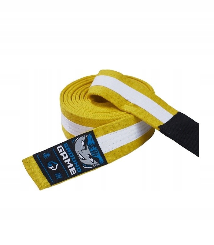 Pas do Bjj dla dzieci (Żółty z białą belką) K1 195cm Ground Game