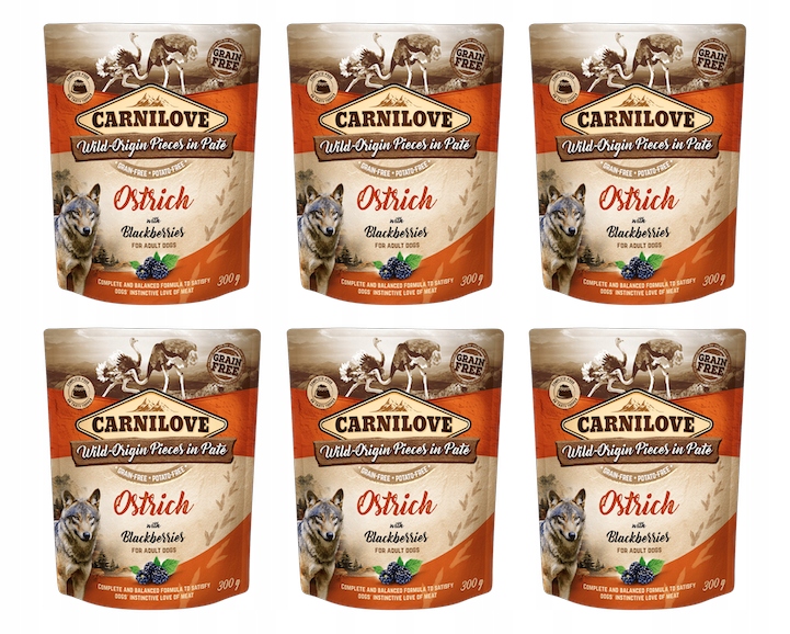 Levně Carnilove Adult Dog Grain Free pštros a ostružiny sáček 6 x 300 g