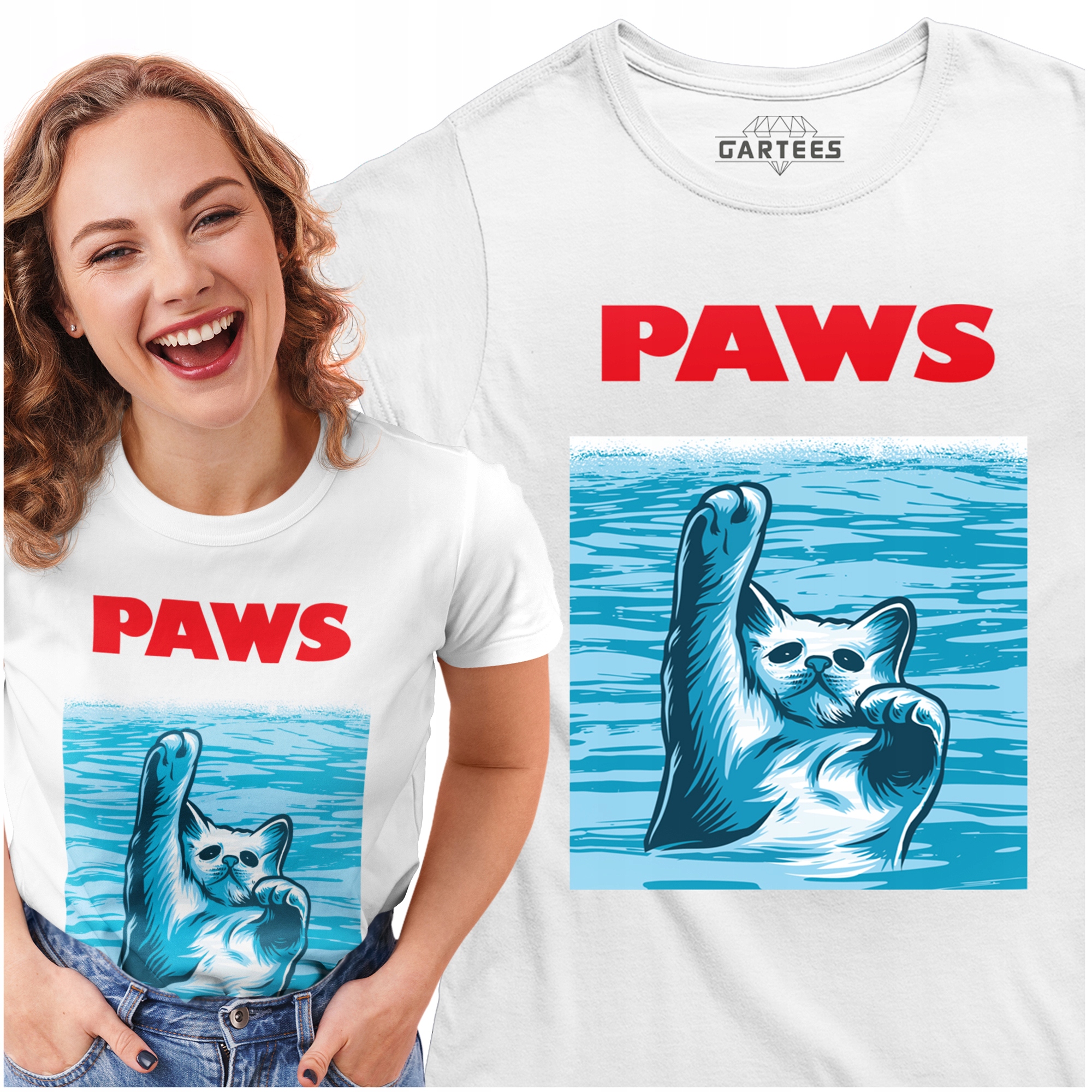 

Koszulka Damska Zabawny Paws Kocie Łapki