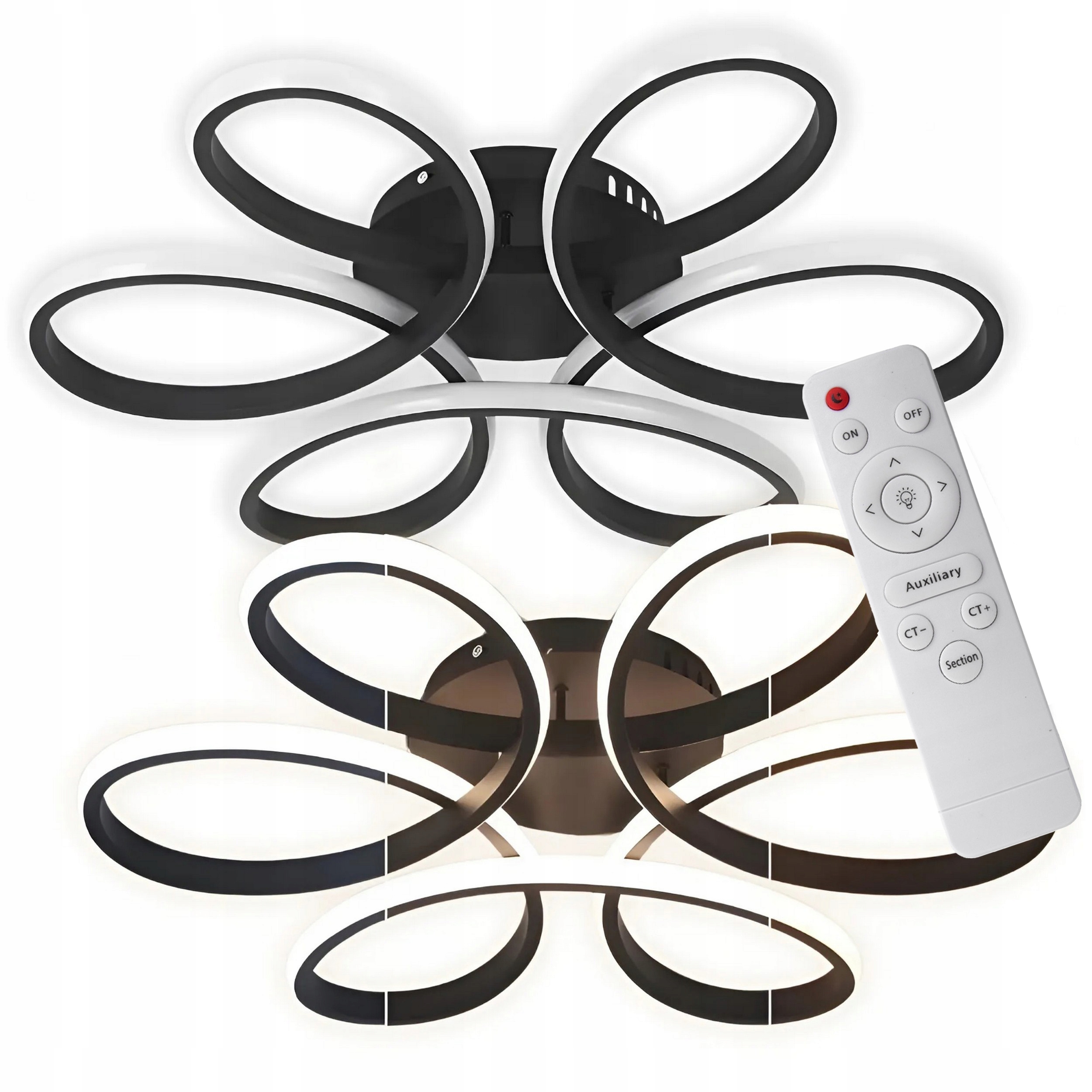 Stropní Svítidlo Černá Závěsná Plafn Moderní Led Lustr Dálkový Ovladač Květina