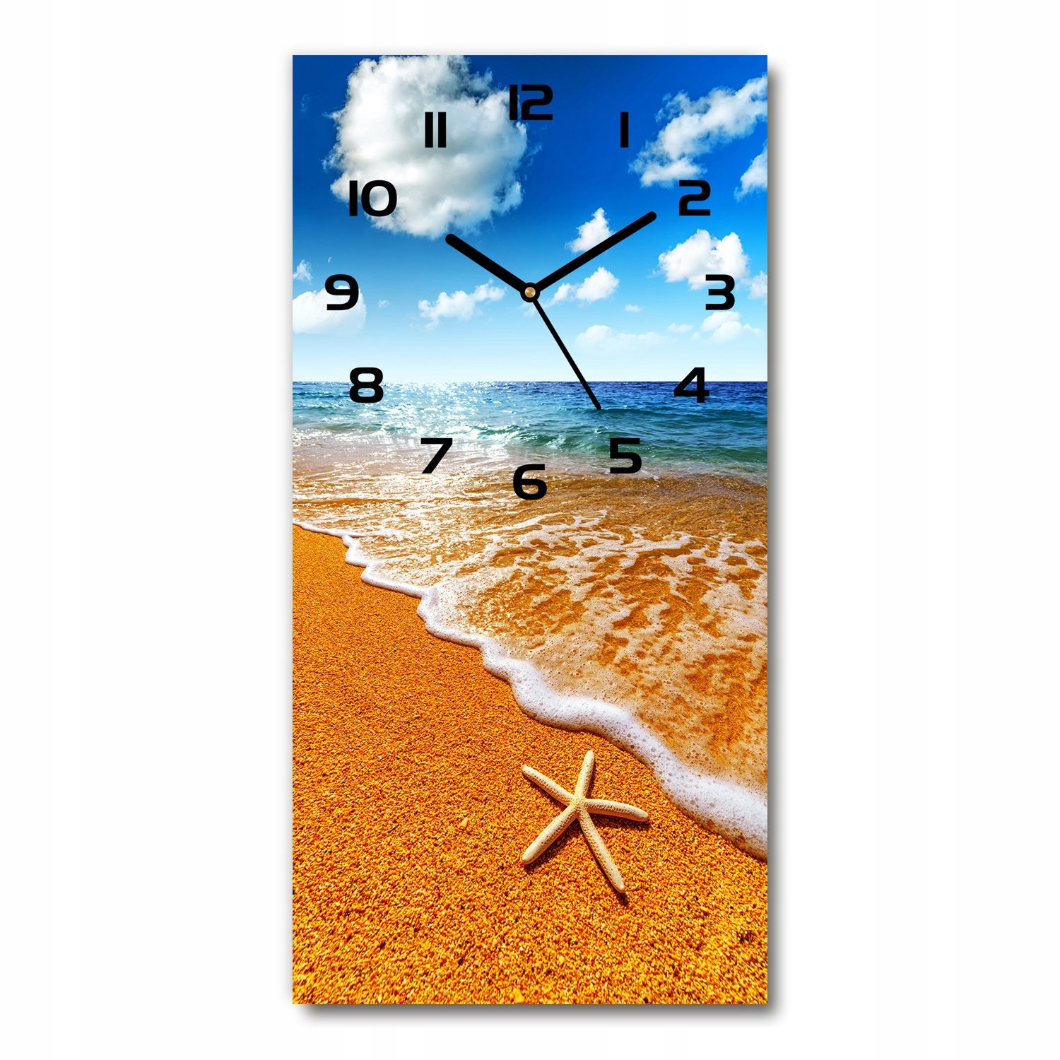 

Zegar ze szkła na ścianę Rozgwiazda na plaży 30x60