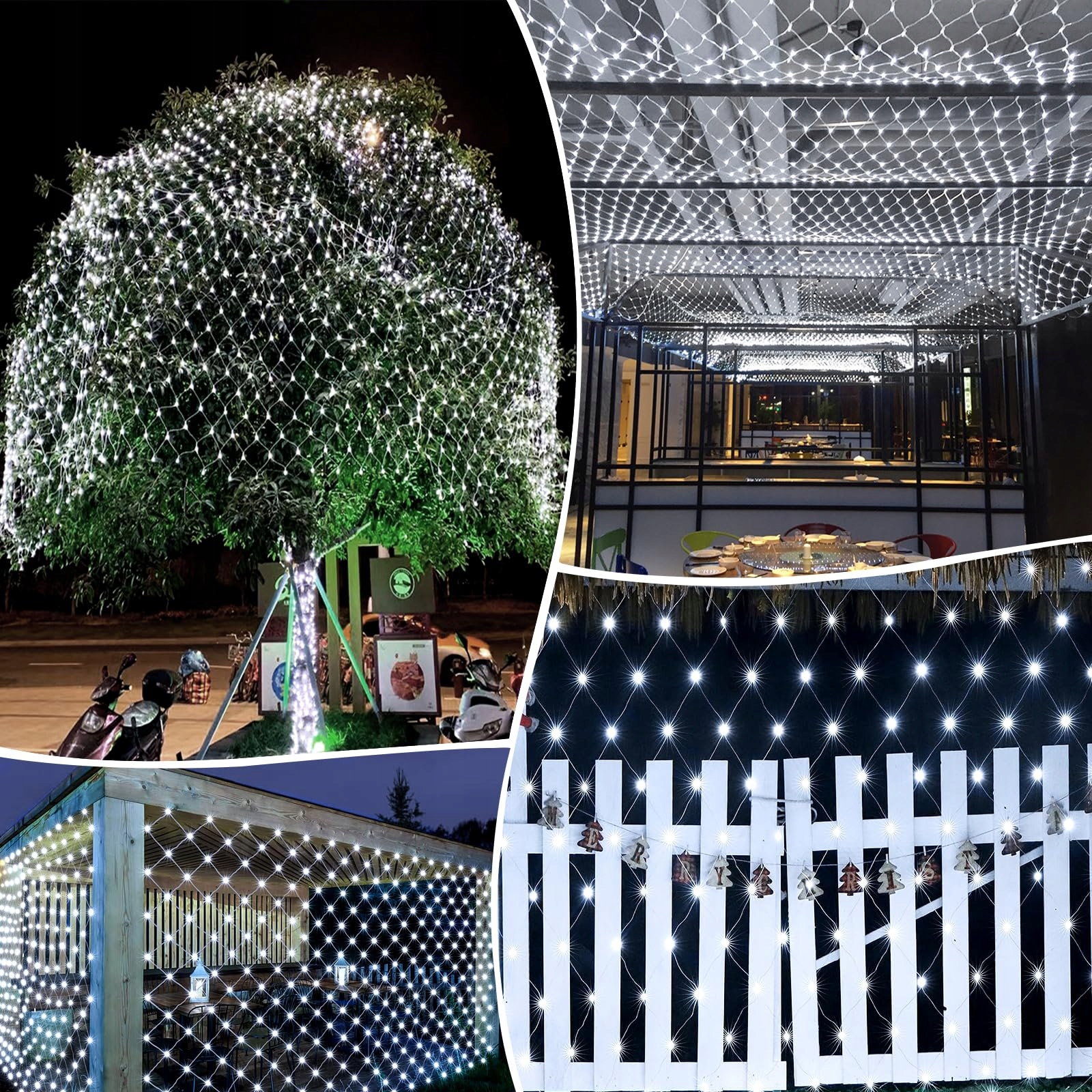 WOSKJXAS Lampki Solarne Zewnętrzne Girlanda Siatka Świetlna 192 LED 2x3M — miniatura 7