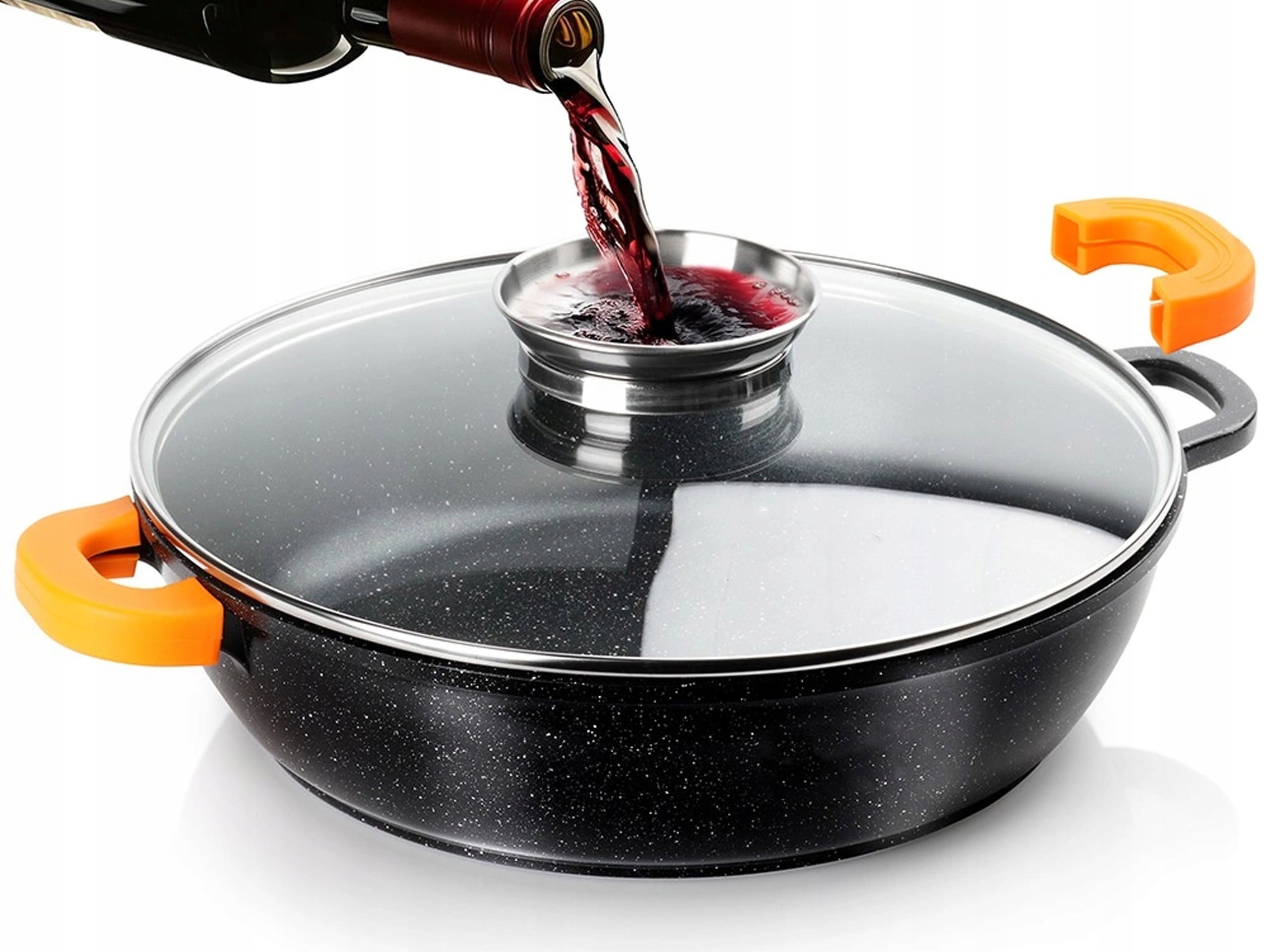 Patelnia Do Smażenia Duszenia Pieczenia Z Pokrywką Granitowa 32 Cm 4,7L