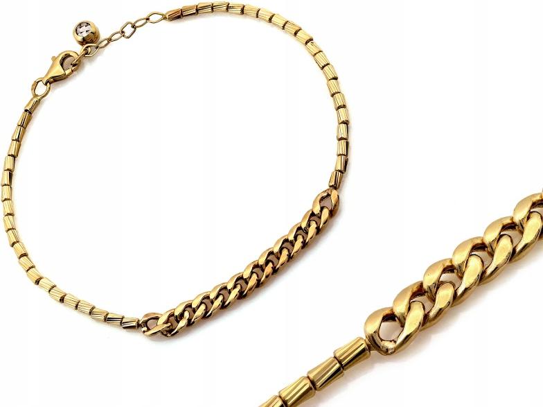Elegantní zlatý náramek 585 z kombinovaných řetízků velikost 19 14kt