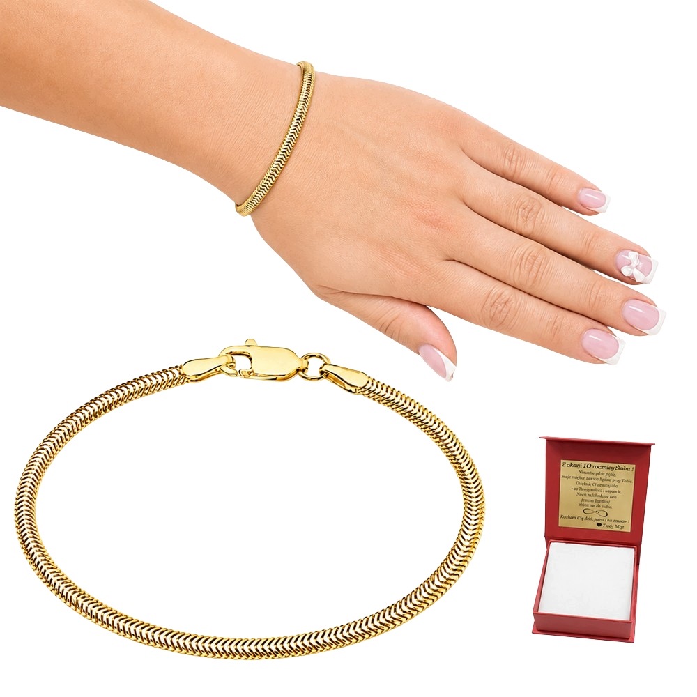 Bransoletka Złota Damska Żmijka Pełna Diamentowana 3,00 mm Złoto Pr 585