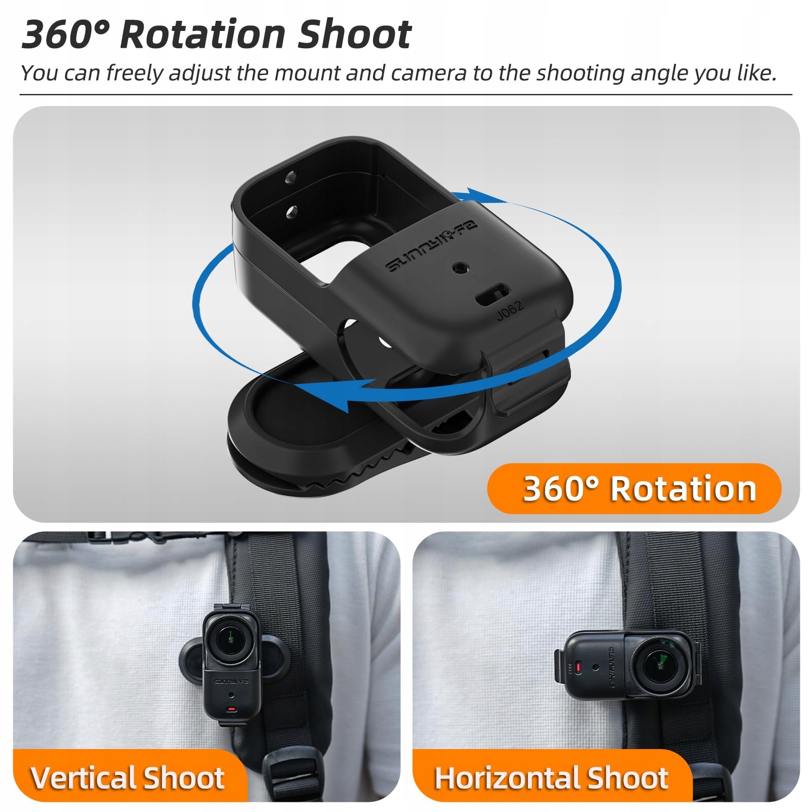 Uchwyt Na Plecak Klips Obrotowy Do Kamer Sportowych DJI Osmo Nano ZJRXM — miniatura 2
