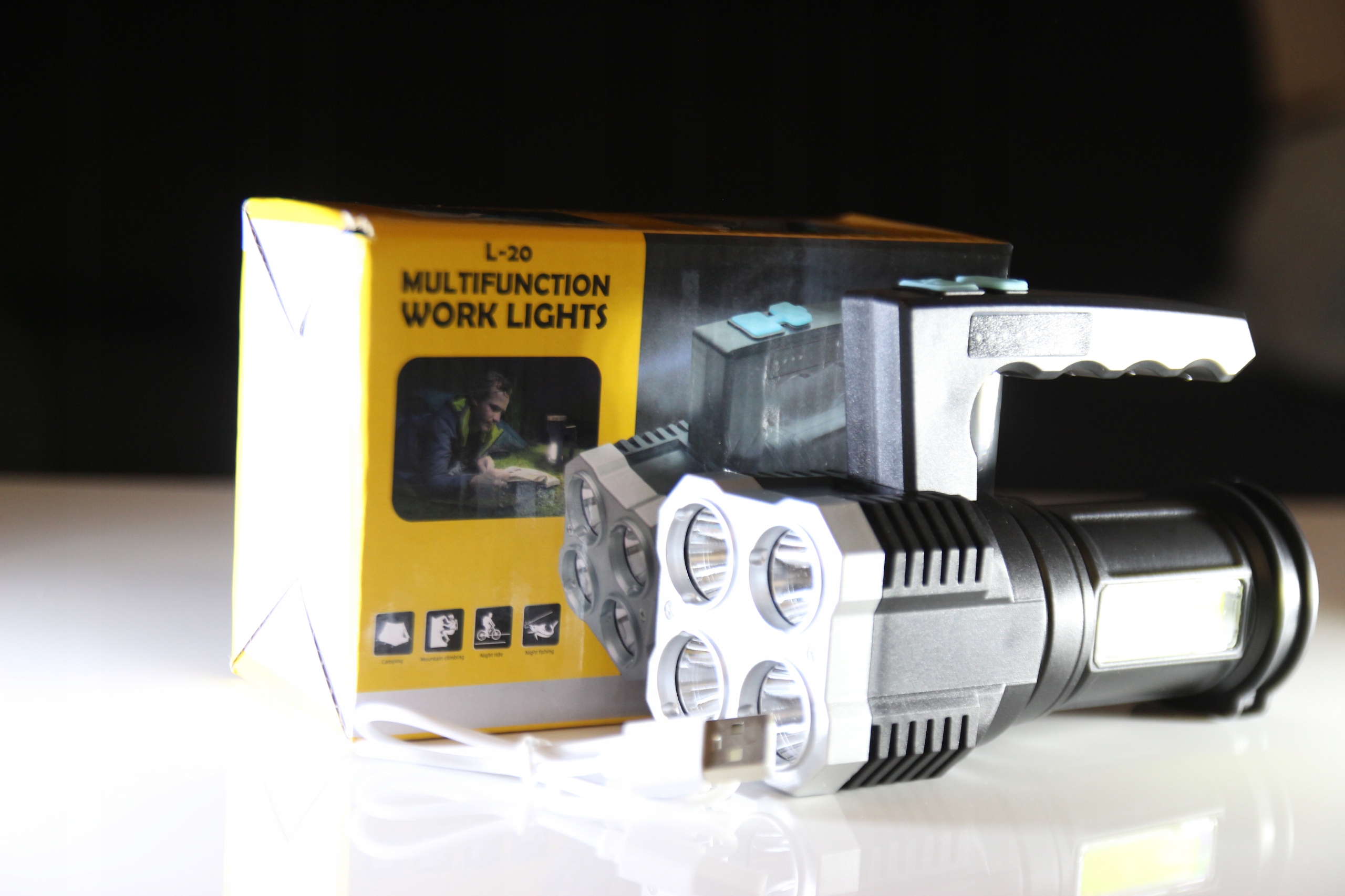 KEMPING SZPERACZ LATARKA AKUMULATOROWA LED 3W1 Marka inna marka