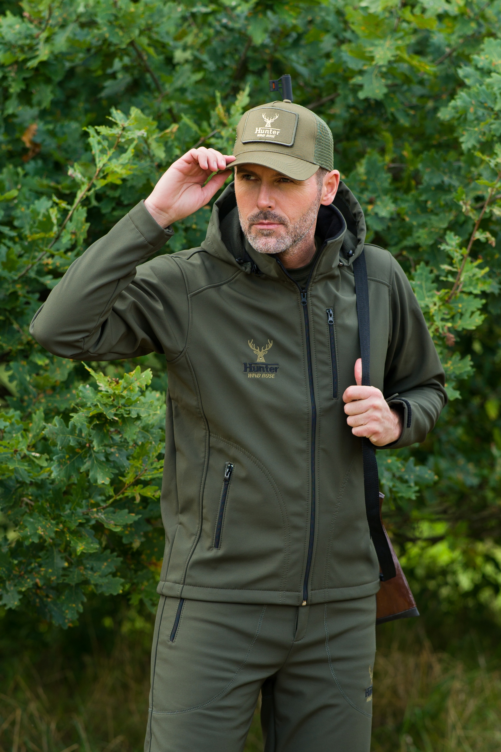 MOCNY SOLIDNY ZESTAW MYŚLIWSKI NA POLOWANIE DO LASU HUNTER ZIELONY 3XL Linia plus size (duże rozmiary)