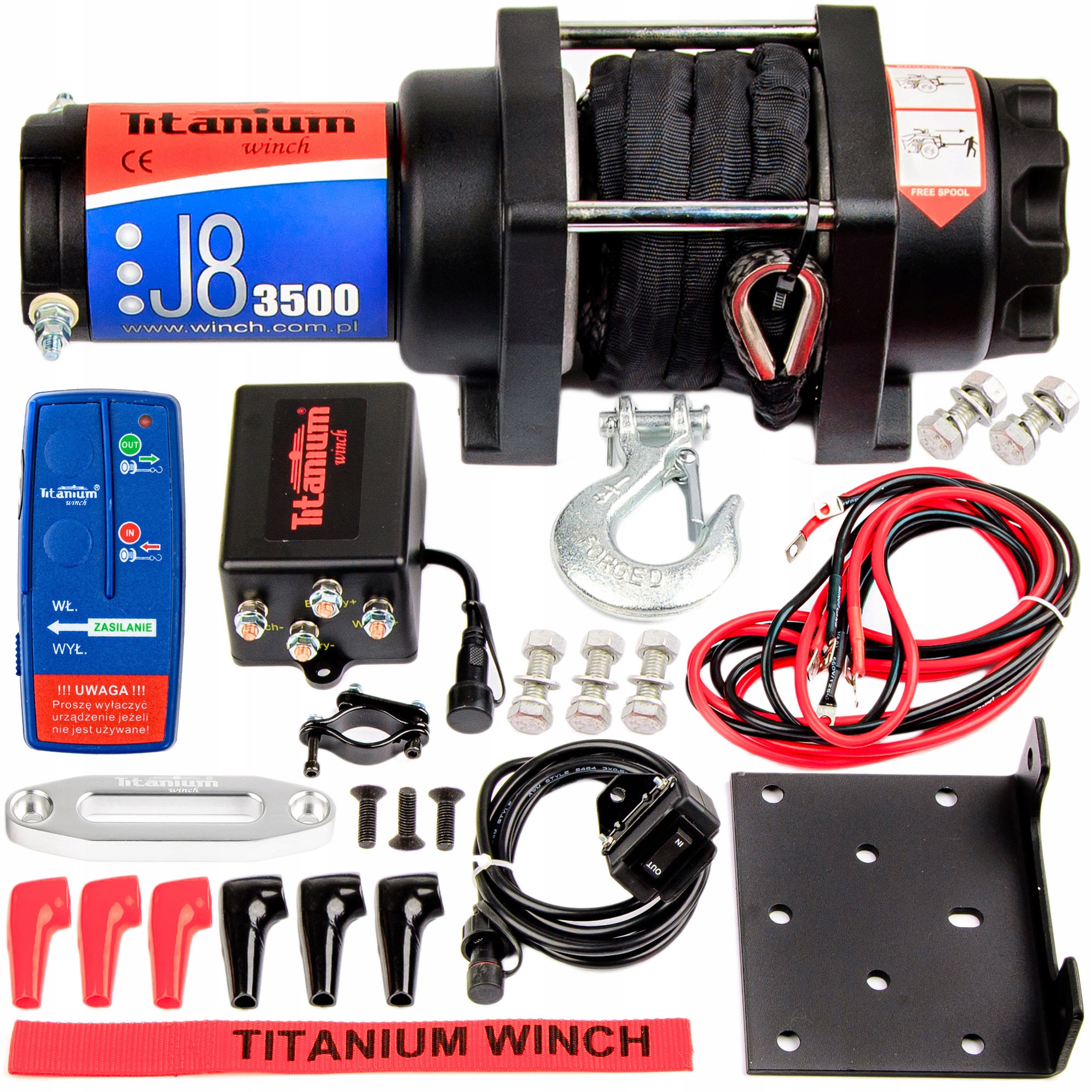 Vyťahovač 3500LB Atv Utv 12V 1360kg Syntetická Lanovka Klzák