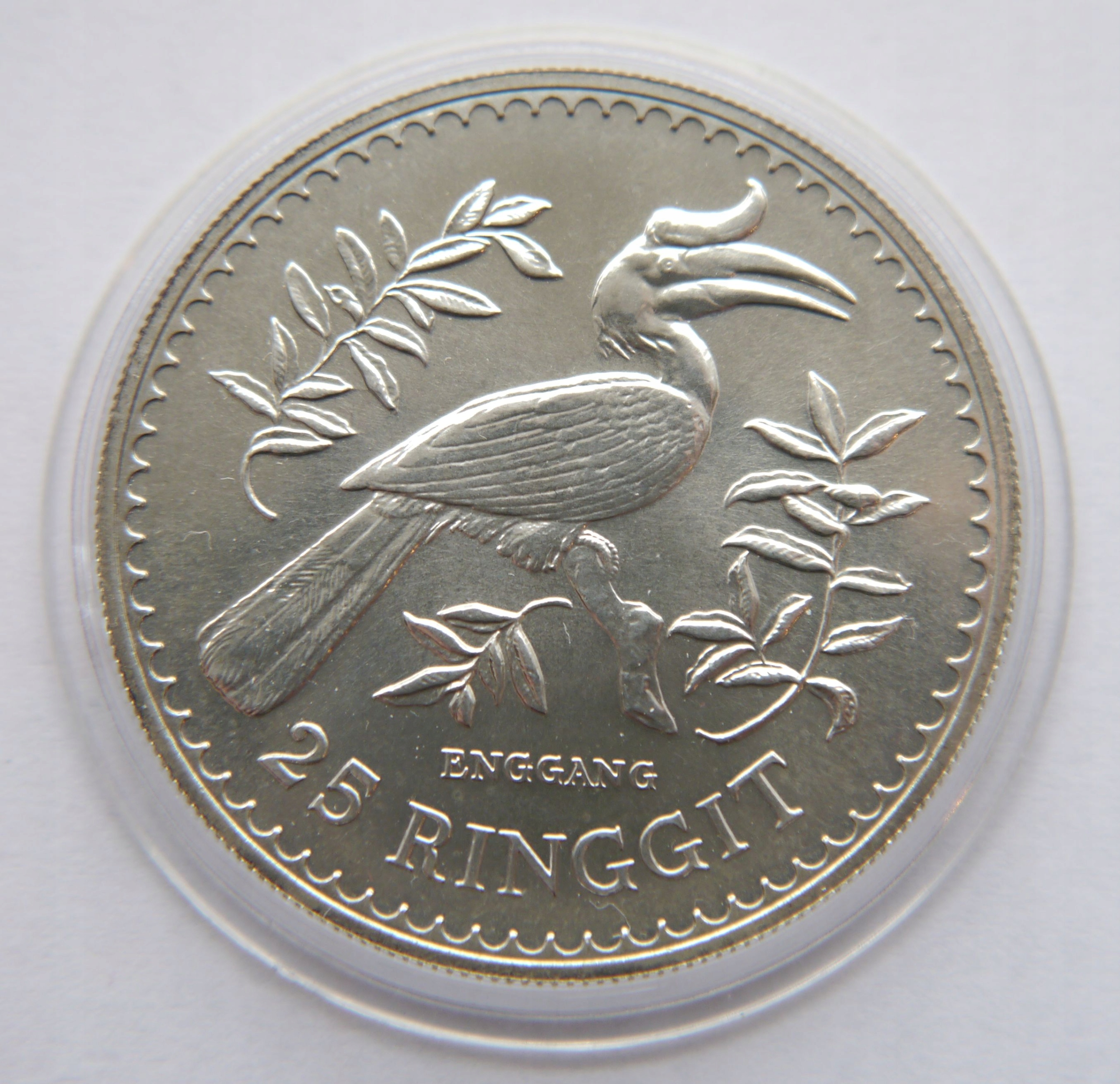 MALEZJA 25 RINGGIT 1976 PTAK RZADKA PONAD UNCJA SREBRO