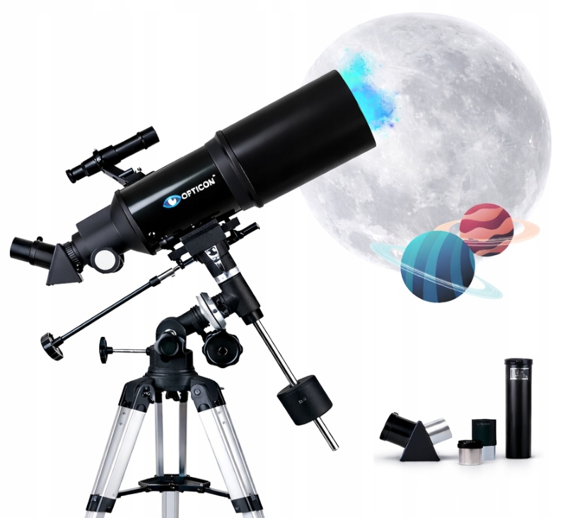 Teleskop Astronomiczny Luneta Opticon StarRider 80F400EQ-A akcesoria
