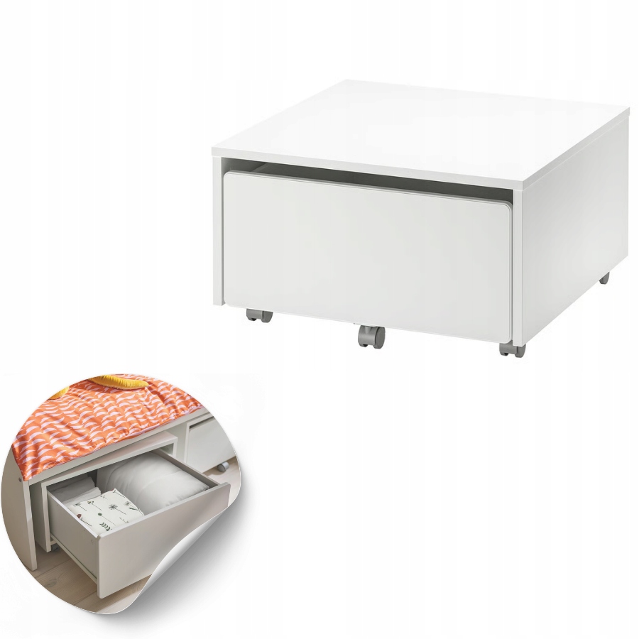 Kontajner na kolieskach, biela zásuvka organizér na uskladnenie 62x62x35