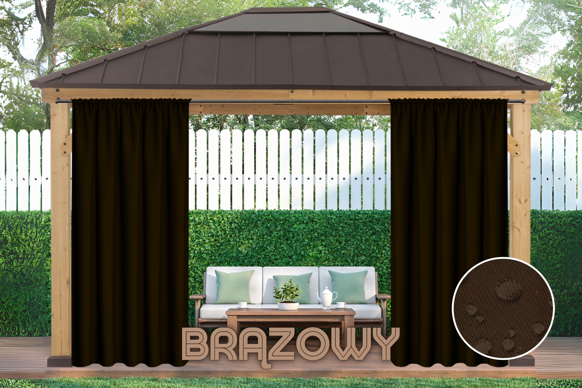 ZASŁONY OGRODOWE WODOODPORNE 155x260CM ZEWNĘTRZNE TARASOWE BALKONOWE Wysokość produktu 260 cm