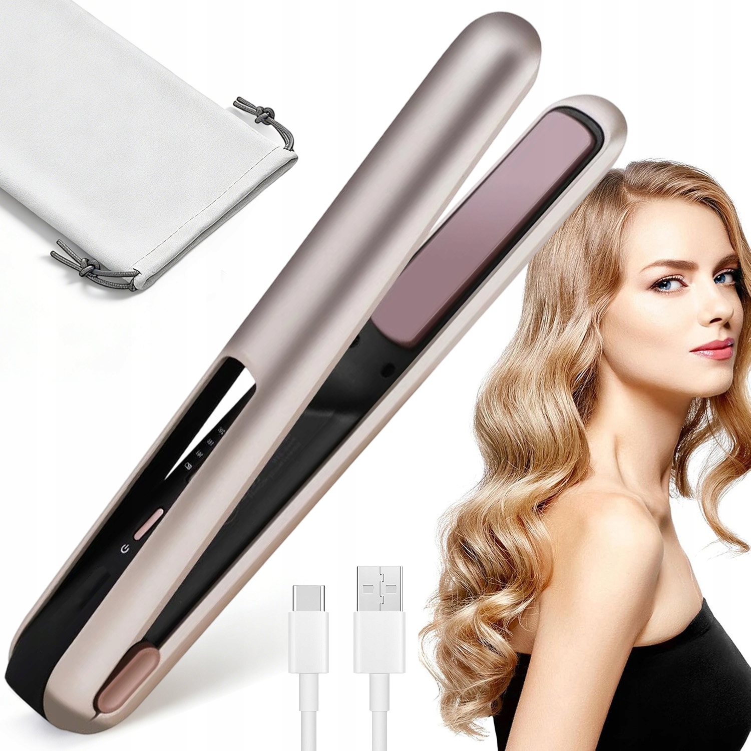 Profesjonalna Prostownica Do Włosów Fale Loki Koki Bezprzewodowa 4800 Mah