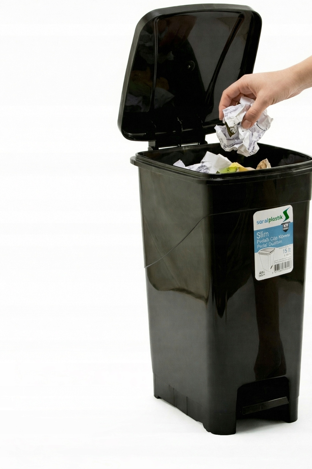Saral Plastik Koš Černý S Klapkou 15L 20x28x40 Opa