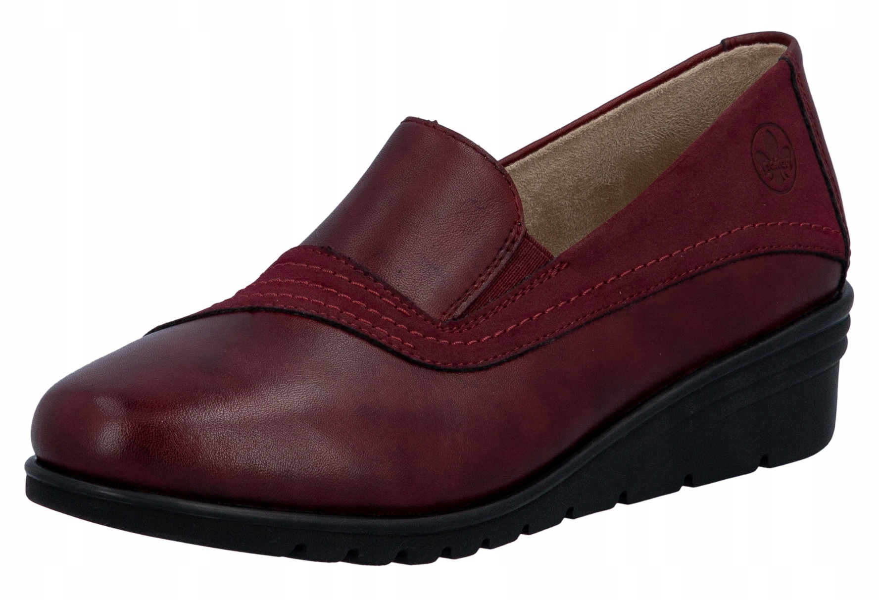 Rieker L5356-35 vel.37 bordové kožené polobotky na klínku