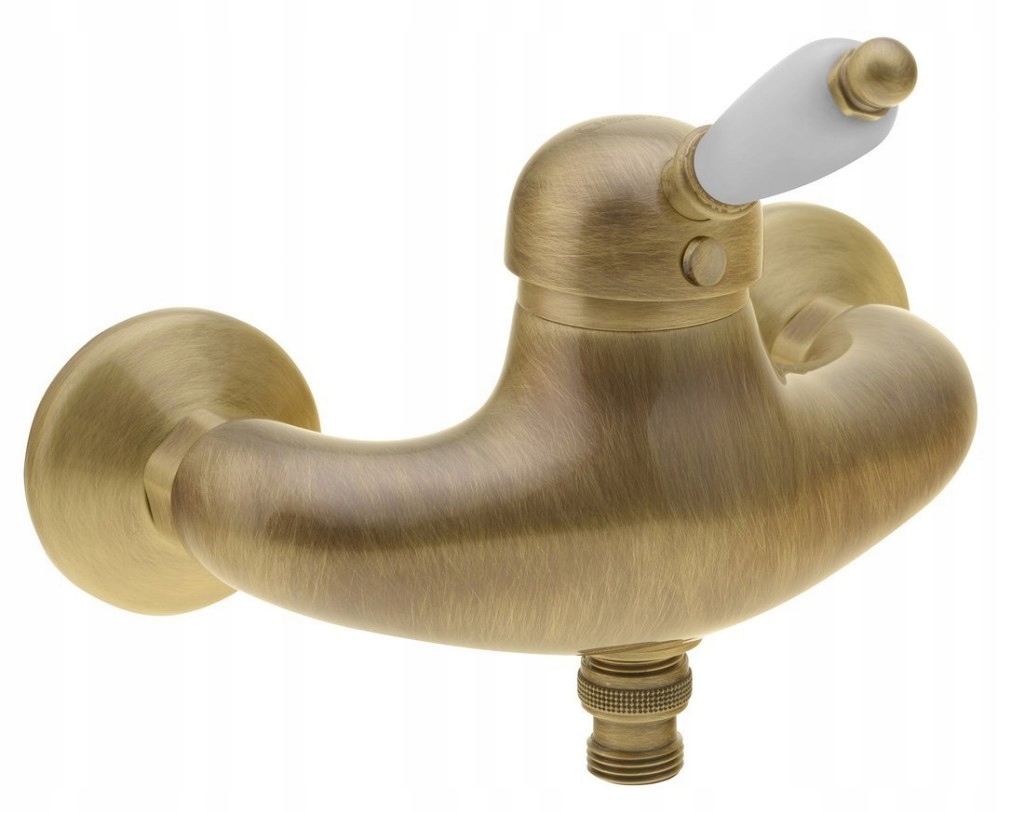 Kirké White nástenná sprchová batéria, biela páčka, bronz (KI11BB) /sm/