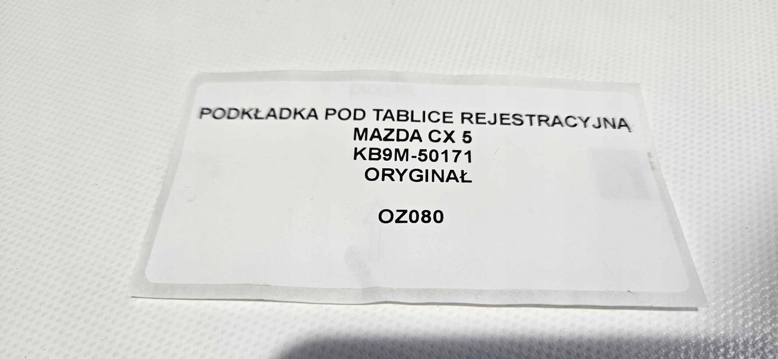 pad signs REJESTRACYJNEJ MAZDA CX 5 CX5