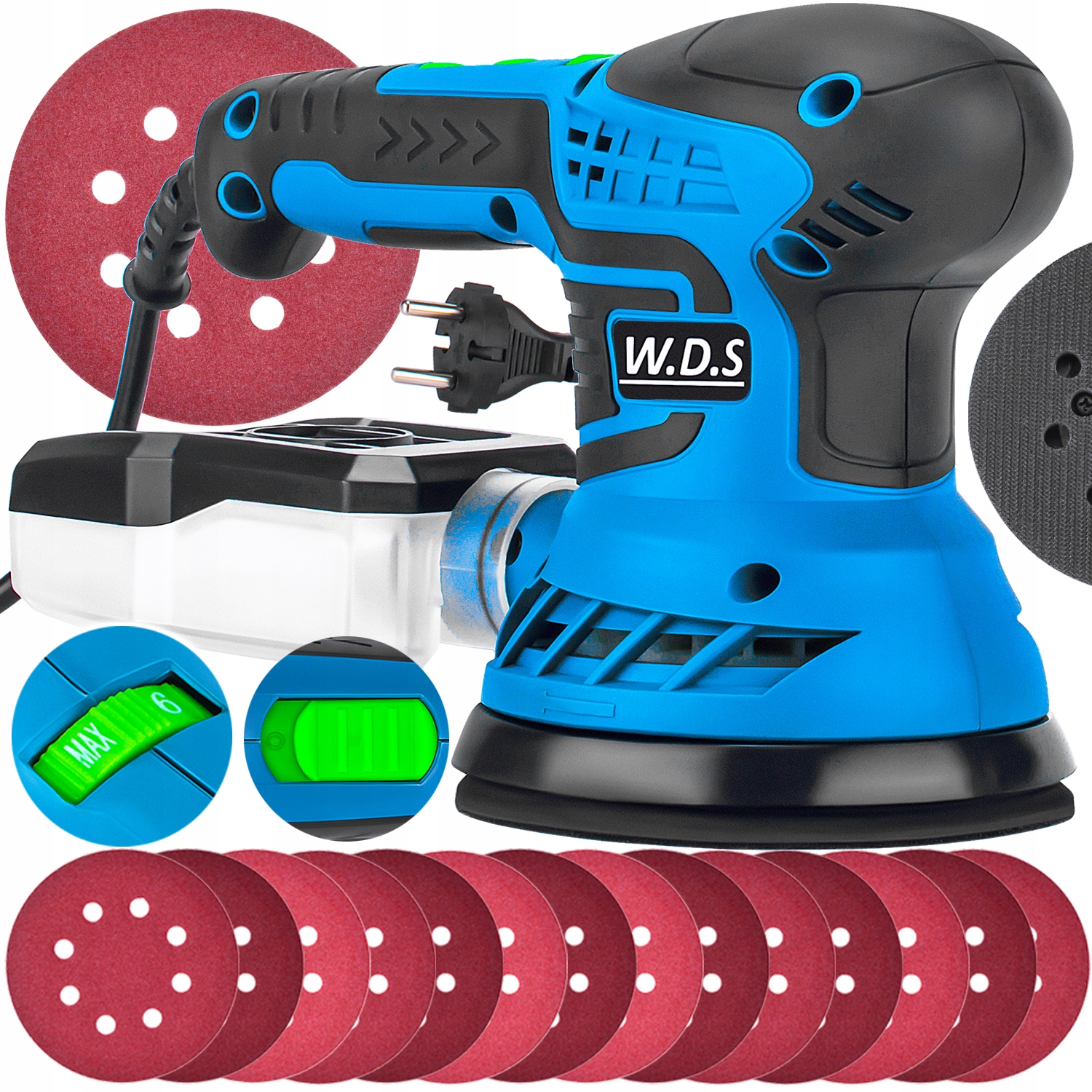 Szlifierka Mimośrodowa Oscylacyjna Polerka Drewna Metalu 1500W +papiery x15