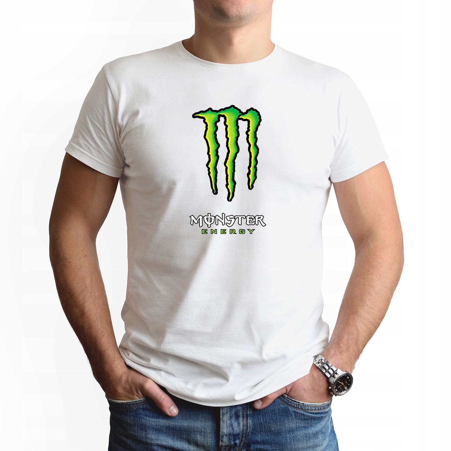 

Koszulka Męska Biała rozm XL wzór Monster Energy