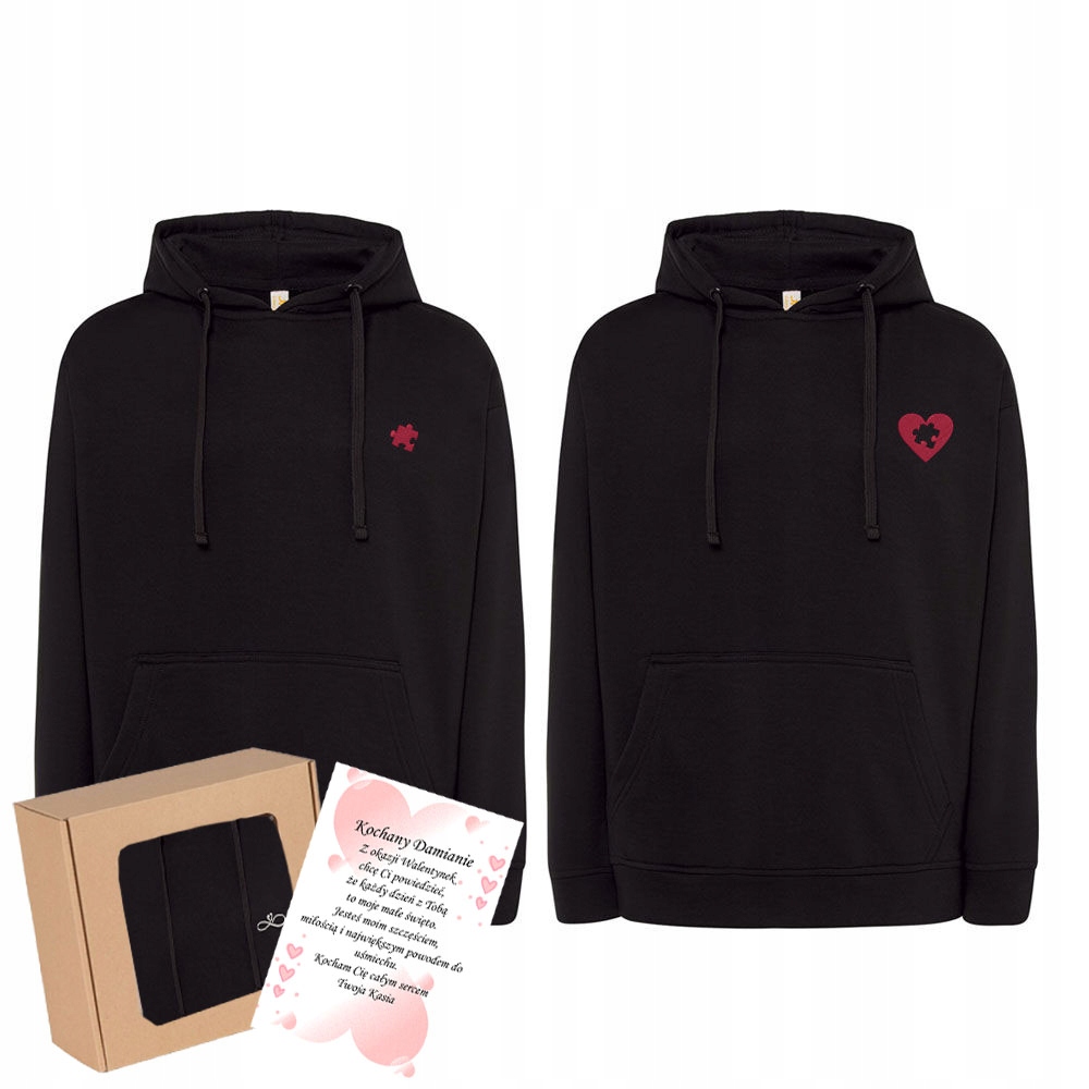 Mikiny Pro Páry S Výšivkou Na Den Žen Srdce Puzzel Bavlna Dárek