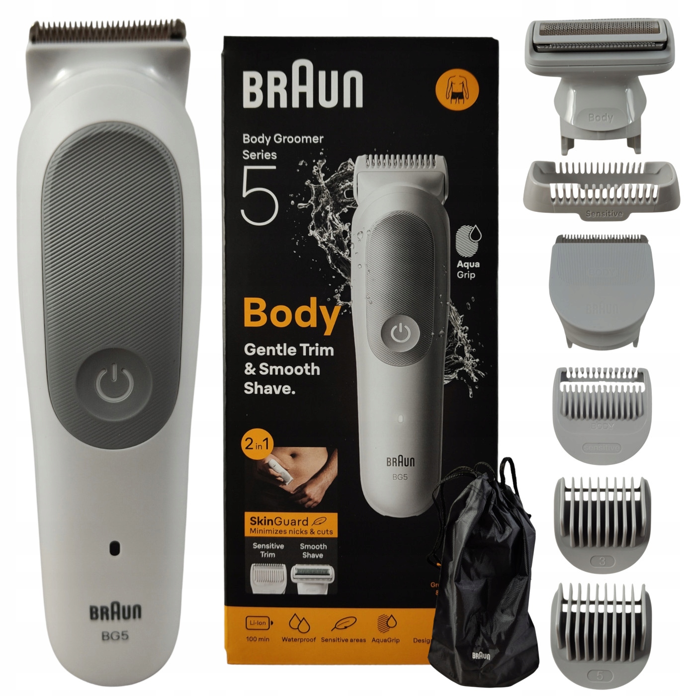 Zastrihávač tela Braun BG5550 do 100 minút prevádzky Akumulátorový, biely