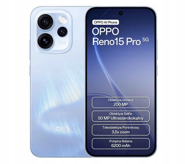 Smartfon Oppo Reno15 Pro 5G 12 GB / 512 GB NFC Dual SIM niebieski Blue