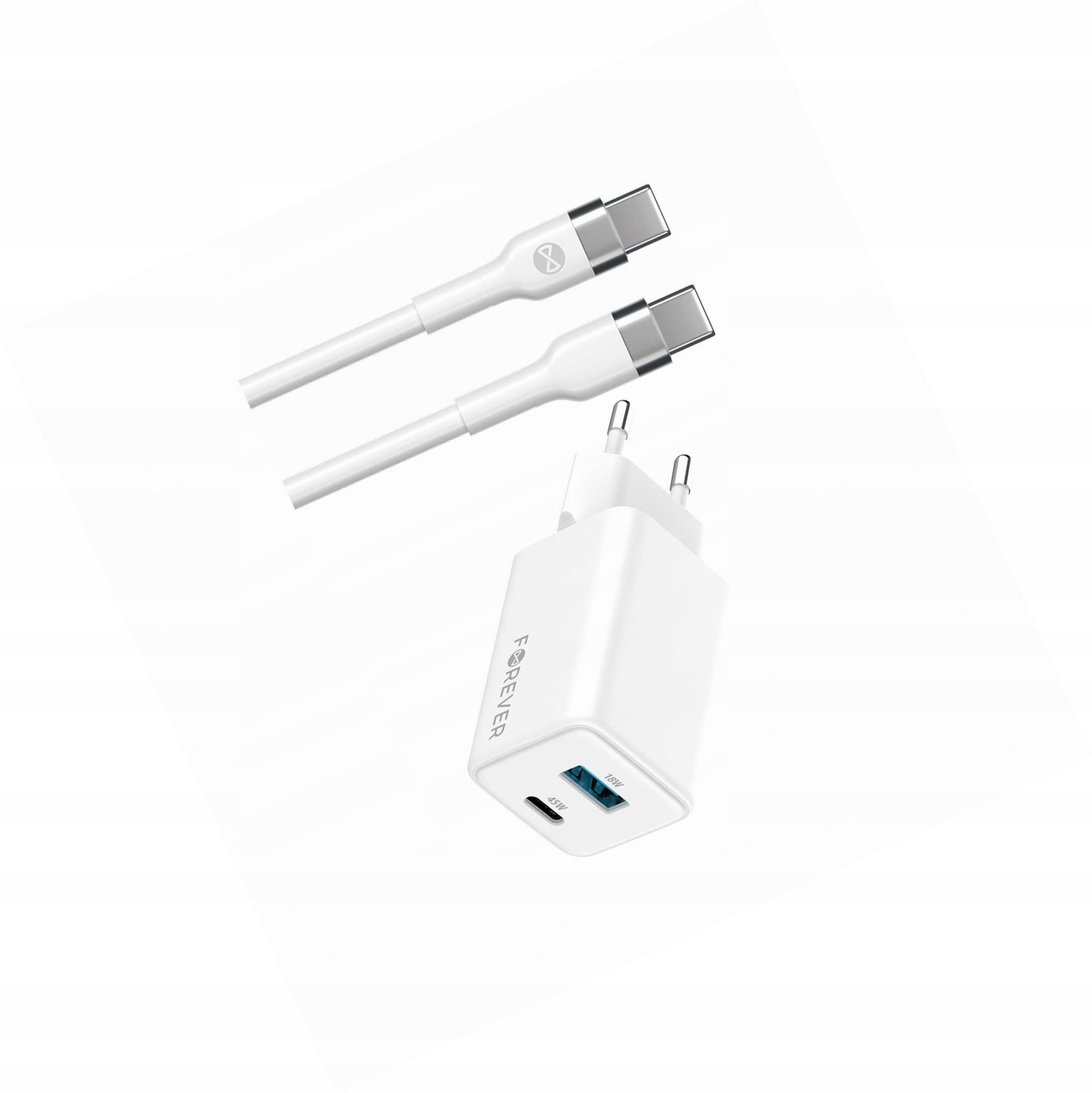 Szybka ładowarka GaN 45W 2 wejścia Usb i Usb-c z kablem do Oppo A94