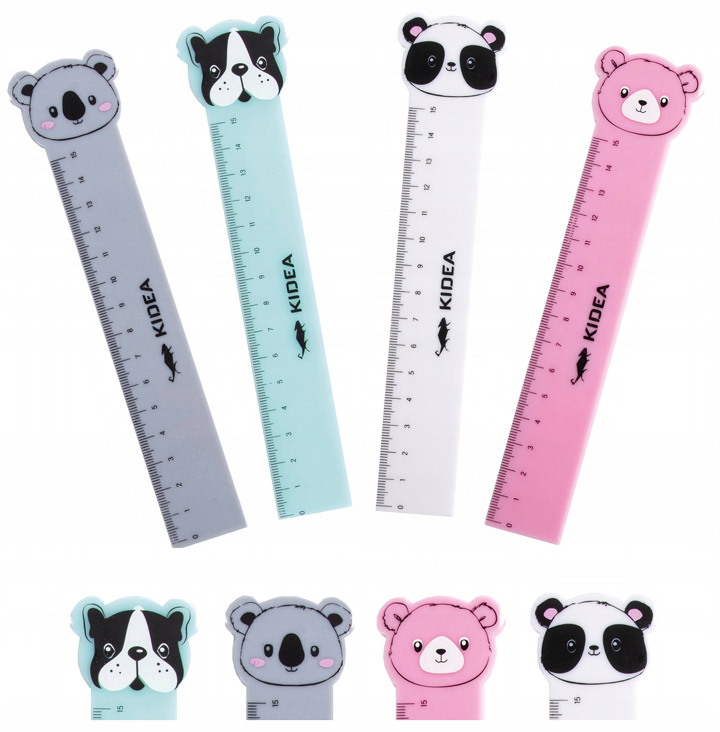 Linijka szkolna z figurką 15 cm zwierzaki pastel