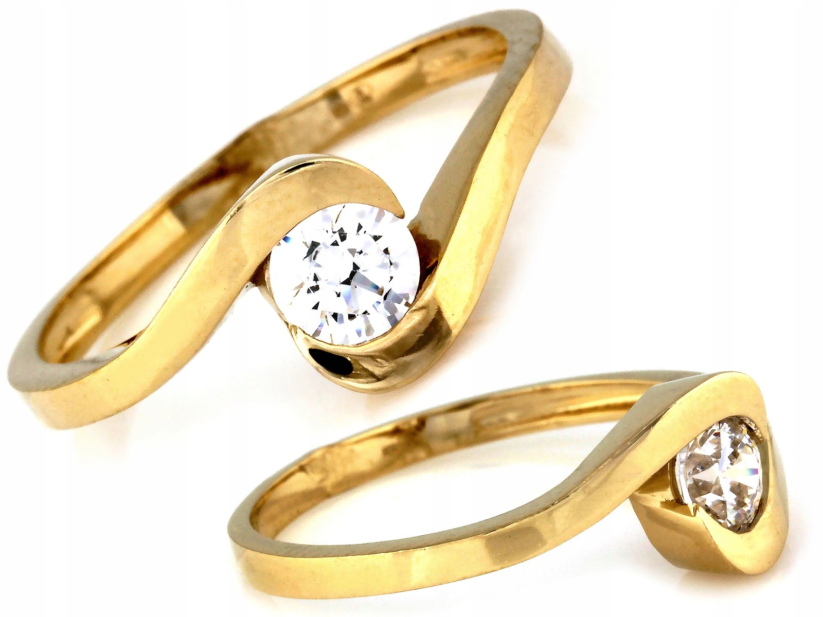 Prstýnek 585 s elegantními zirkony, 14 karátů