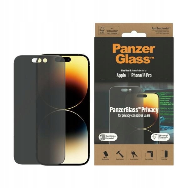 PanzerGlass Uwf iPhone 14 Pro 6.1" Privacy Antibacterial Easy Aligner P2784