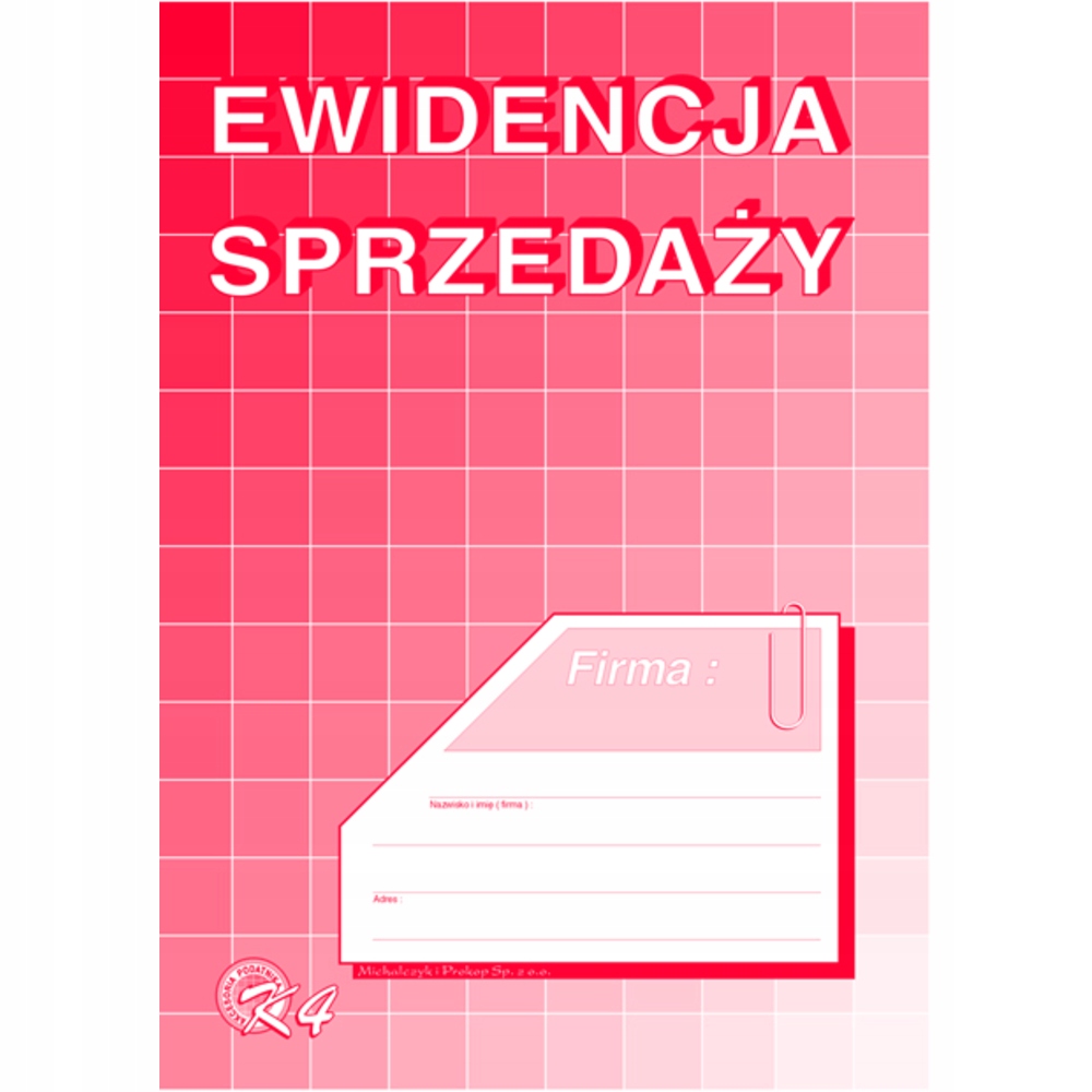Ewidencja sprzedaży DRUK, Michalczyk i Prokop, FORMAT A5, K4, 16 kartek