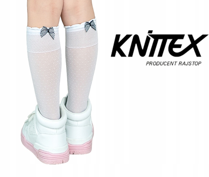 

Knittex podkolanówki dziewczęce Ava białe kropki