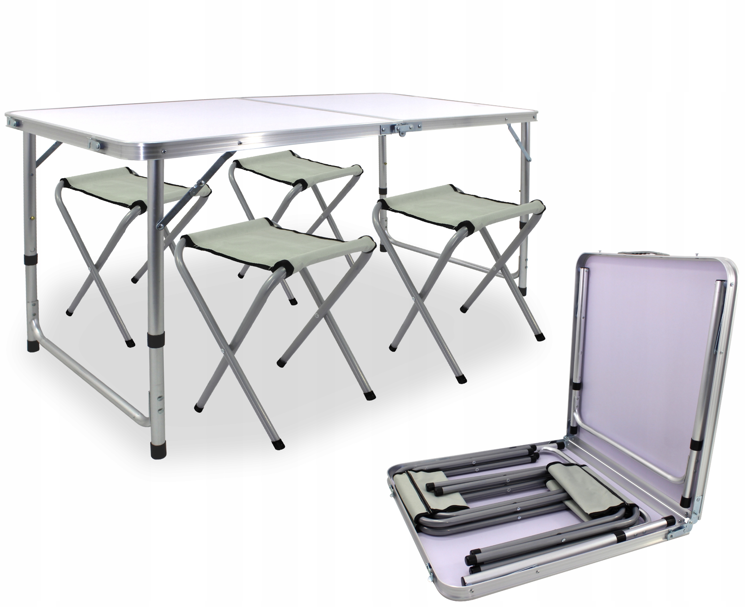 Stolik Stół turystyczny składany 4 krzesła Walizka