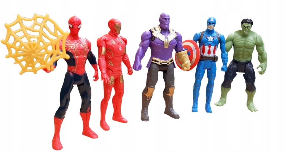 AVENGERS FIGURKI 5 SZT ZESTAW HULK IRON SPIDERMAN THANOS KAPITAN AMERYKA EAN (GTIN) 5706976948975