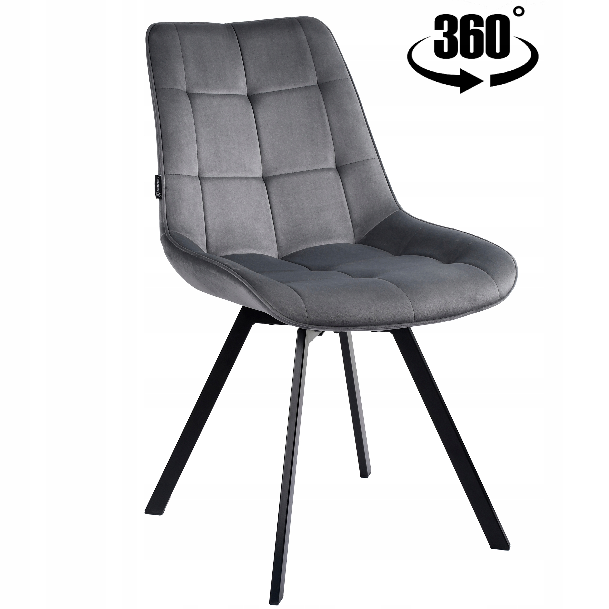 Krzesło obrotowe tapicerowane welurowe szare do salonu jadalni kuchni Lapo
